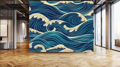 Craft a collection of seamless patterns with minimalistic wave motifs seamless pattern. Wall mural