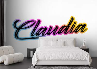 The name “Claudia” written in a stylized colorful retro font Wall mural