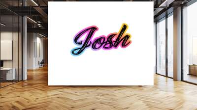 The name “Josh” written in a stylized colorful retro font Wall mural