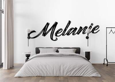 The name “Melanie” written in a stylized colorful retro font Wall mural