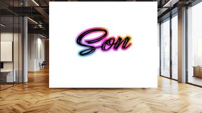 The name “Son” written in a stylized colorful retro font Wall mural