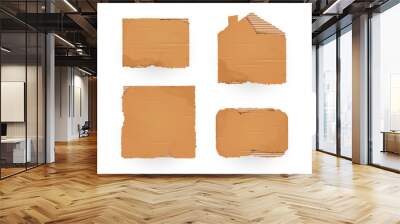 Cardboard sign. Cardboard pieces template. Isolated vector illustration Wall mural