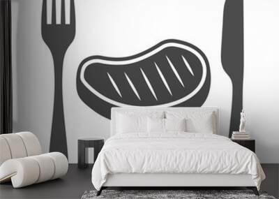 Cutlery set - fork and knife for steak Wall mural