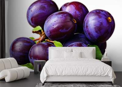 plums on white background Wall mural