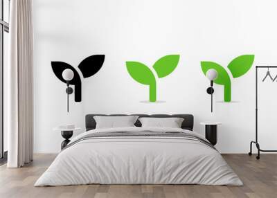 Sprout vector icons set. Sprout symbol in simple black, flat and gradient styles. Seedling icon isolated. Vector illustration EPS 10 Wall mural