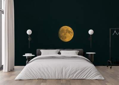 yellow moon in the dark blue background of the night sky Wall mural