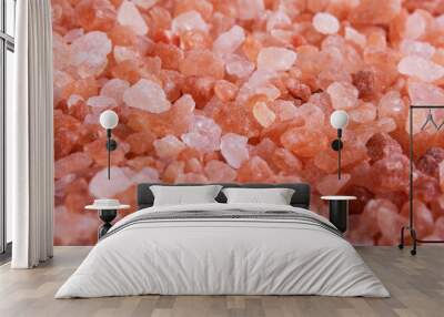 Background of pink Himalayan salt close-up view from above Wall mural