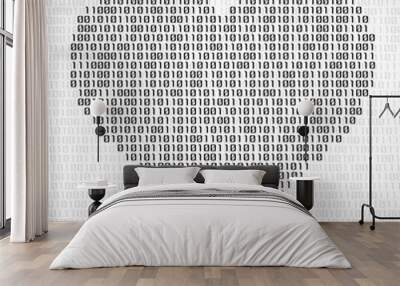 Abstract heart of binary code. Digital love, technology symbol Wall mural