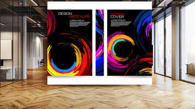 Brochure template of brush stroke colorful circles for your design. Magazine, cover, poster, book, presentation, advertising. Abstract vector background Wall mural