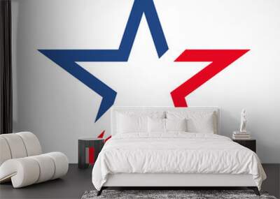 USA flag in star shape. American star Wall mural