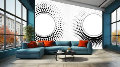 Vector set of halftone dotted background in circle form. Circle dots isolated on the white background Wall mural