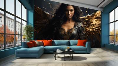 A female dark angel looks into the camera Wall mural