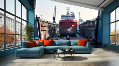 ship in a floating dock Wall mural