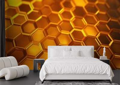 Background with hexagons. Digital honeycomb texture. Wall mural