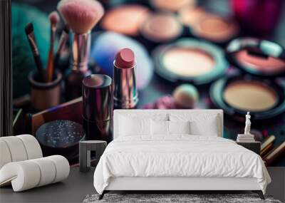 Beauty studio with diverse cosmetics. Wall mural