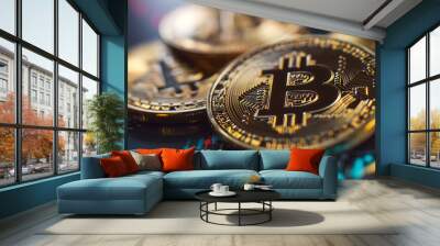 Bitcoin. Crypto currency background. Wall mural