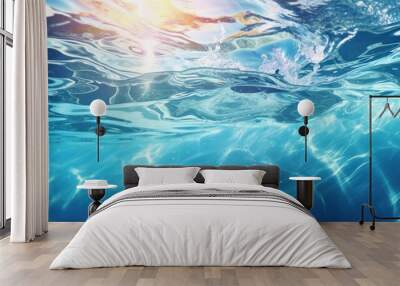 Closeup of blue water surface. Wall mural