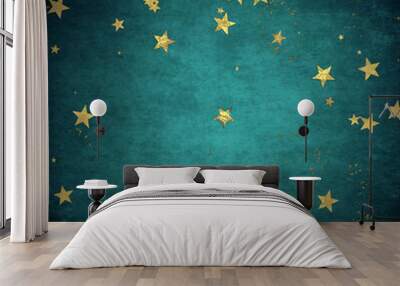 Confetti, golden texture on a dark background Wall mural