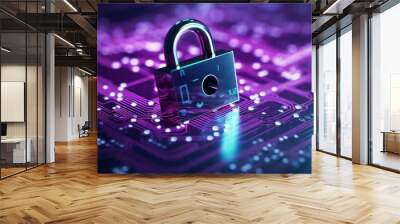 Cyber security concept, digital lock. Wall mural