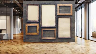 frames on wooden wall Wall mural