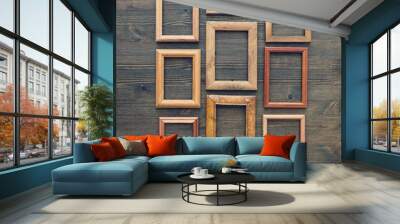 frames on wooden wall Wall mural