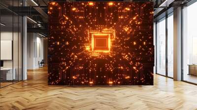 Glowing Circuit Board Design Wall mural