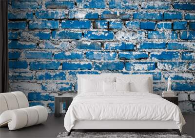 old blue brick wall Wall mural