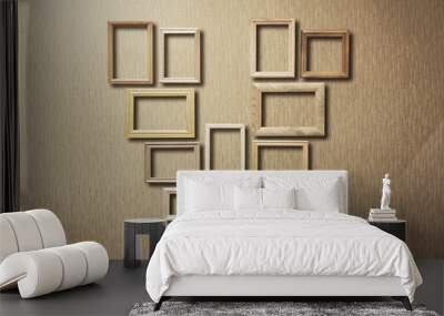 old photo frames on retro wallpaper Wall mural