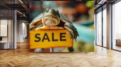 Turtle on Sale Sign Wall mural