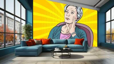 Forgotten old woman.Pop art retro vector illustration vintage kitsch drawing,Comic Book Work Style Wall mural