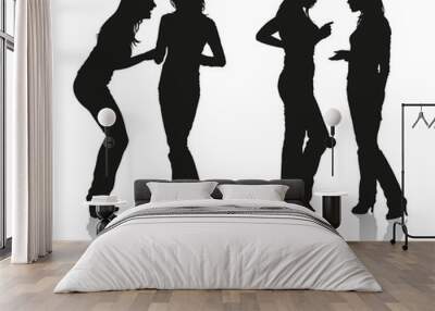 Silhouettes of two young women Wall mural