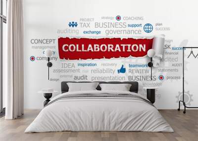 collaboration word cloud. design illustration concepts for busin Wall mural