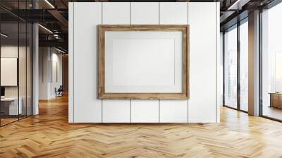 Horizontal frame mockup, wood frame mockup, photo frame on the wall, 3d render Wall mural