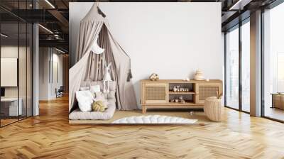 kids room wall mockup, modern nursery interior, 3d render Wall mural