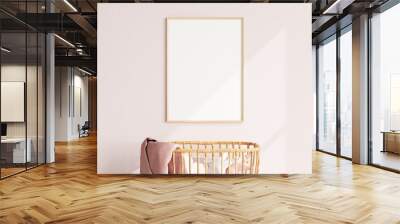 nursery frame mockup, girl room interior, 3d render Wall mural