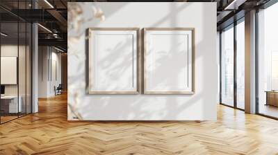 two vertical frames on the wall, boho interior mockup, poster mockup Wall mural