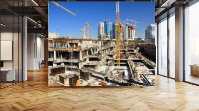 new construction site in the center of tel aviv. Wall mural