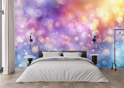 The banner background features an abstract blur with bokeh effect. It showcases a blend of rainbow colors including pastel purple, blue, gold yellow, white silver, and pale pink Wall mural