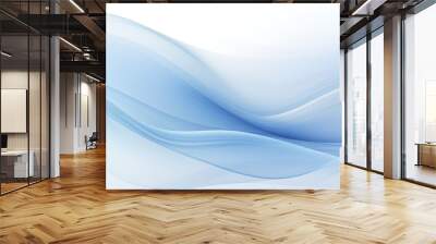 Abstract background with smooth lines in blue and white colors Wall mural