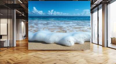 Beach with a blue sky and calm sea, summer vacation Wall mural