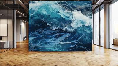 Illustration of blue waves in the ocean Wall mural