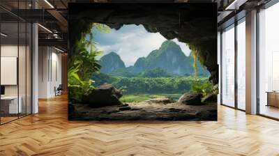 Panoramic view of the tropical jungle from the cave Wall mural