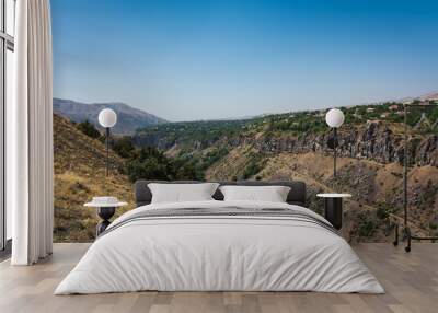 Landscape view from Havuts Tar monastery ruin in sunny day near Garni temple, Armenia Wall mural