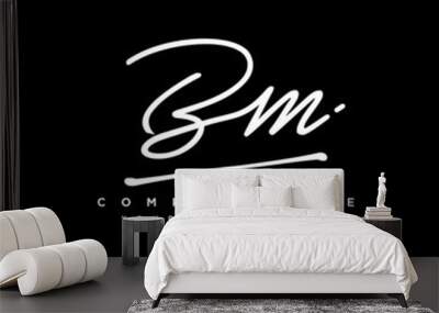 BM initials signature logo. Handwriting logo vector templates. Hand drawn Calligraphy lettering Vector illustration. Wall mural