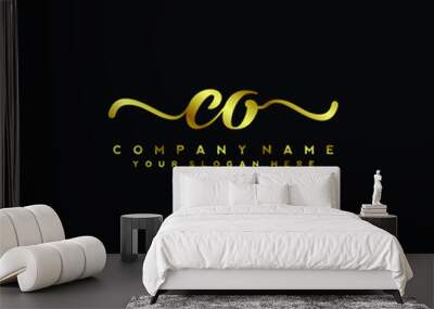 CO Letter Handwriting Vector. gold Handwriting Logo Wall mural