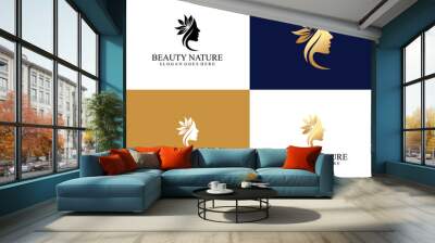 Natural gold woman logo template Wall mural