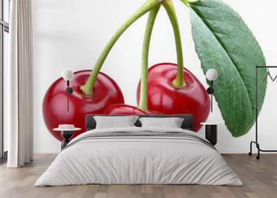 Cherry; objects on white background Wall mural