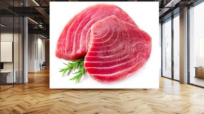 Fresh tuna steaks isolated on white background. Wall mural