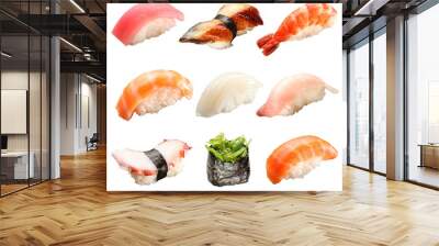 japanese sushi isolated on a white background Wall mural