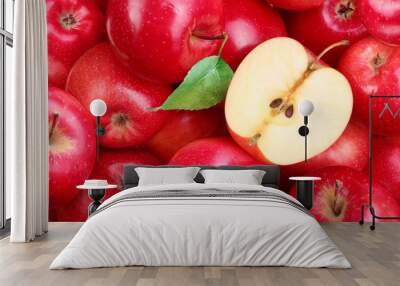 Red apples with leaf Wall mural